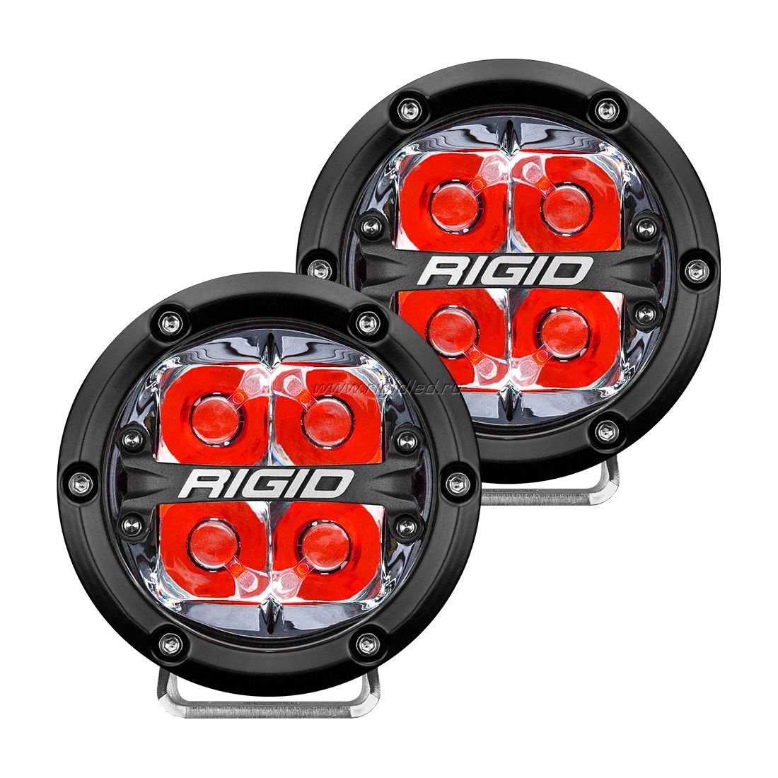 Фары RIGID 360 Серия 4"  дальний свет - красная подсветка 
