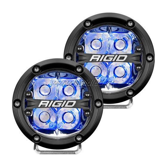 Фары RIGID 360 Серия 4" дальний свет - синяя подсветка 