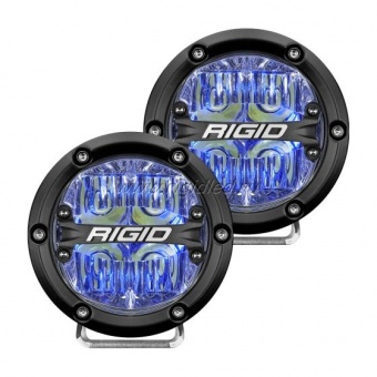 Фары RIGID 360 Серия 4" водительский свет - синяя подсветка 